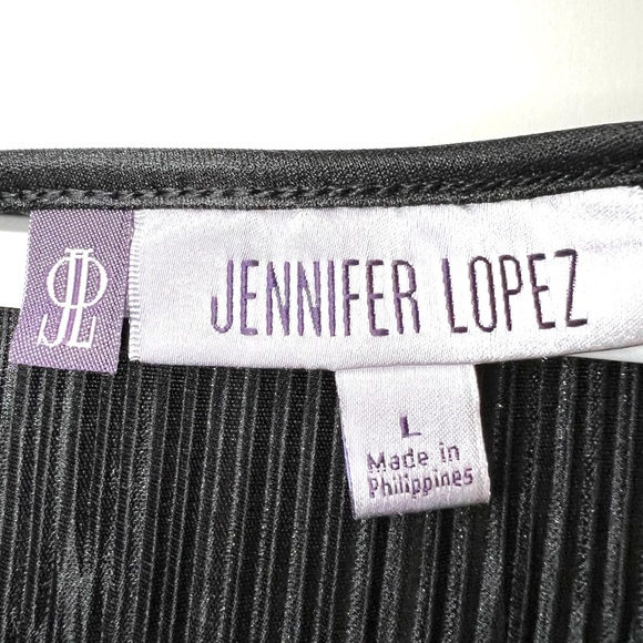 Jennifer Lopez Women’s Top - Black and Silver Metallic with Flap Back Size L - Picture 5 of 6